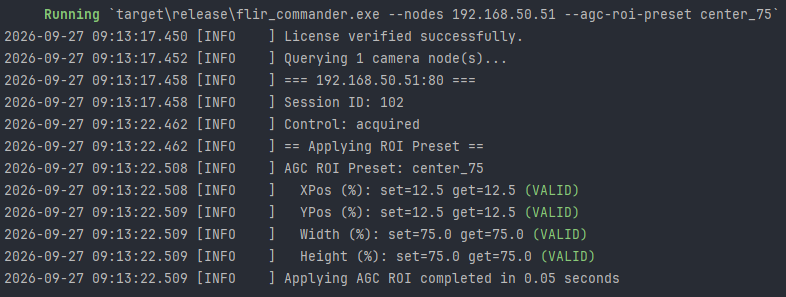 FLIR Commander AGC region-of-interest preset