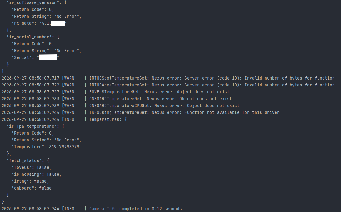 FLIR Commander verbose command output